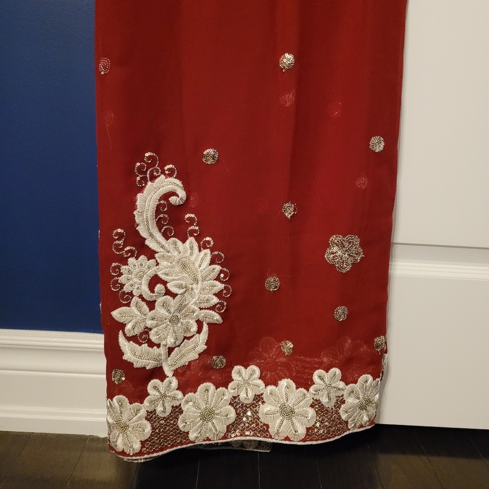 New saree - chiffon with white thread embroidery